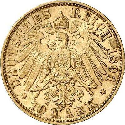Реверс монеты - 10 марок 1891 года E "Саксония" - цена золотой монеты - Германия, Германская Империя