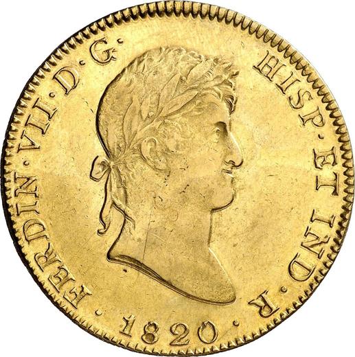 Anverso 8 escudos 1820 Mo JJ - valor de la moneda de oro - México, Fernando VII