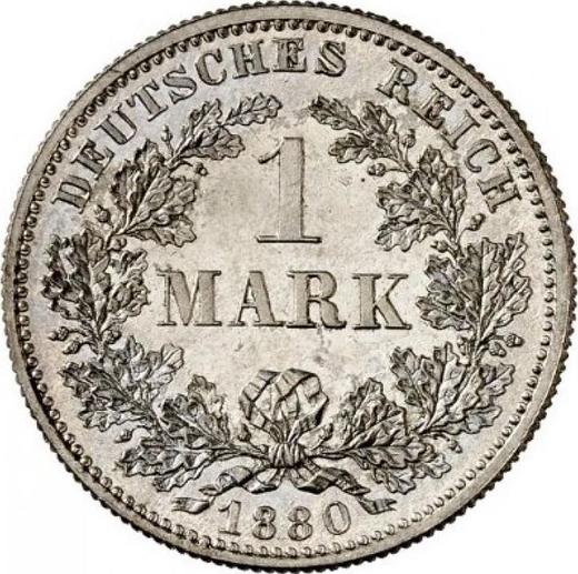 Аверс монеты - 1 марка 1880 года F "Тип 1873-1887" - цена серебряной монеты - Германия, Германская Империя