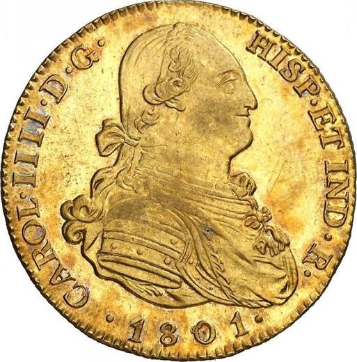 Аверс монеты - 4 эскудо 1801 года M FA - цена золотой монеты - Испания, Карл IV