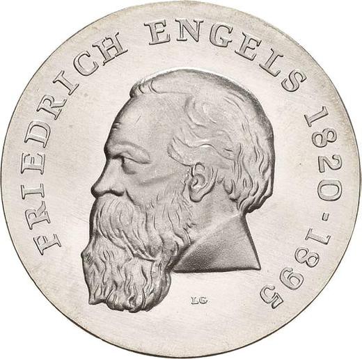 Awers monety - 20 marek 1970 "Friedrich Engels" - cena srebrnej monety - Niemcy, NRD