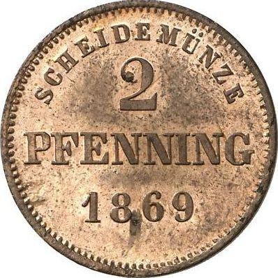 Reverso 2 Pfennige 1869 - valor de la moneda  - Baviera, Luis II