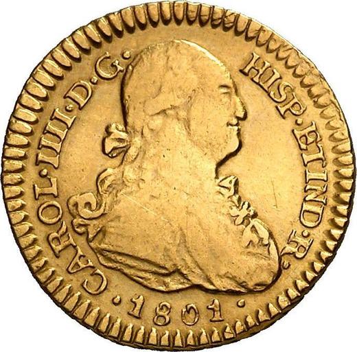 Awers monety - 1 escudo 1801 PTS PP - cena złotej monety - Boliwia, Karol IV