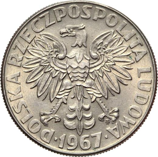 Anverso 10 eslotis 1967 MW JMN "Maria Skłodowska-Curie" - valor de la moneda  - Polonia, República Popular