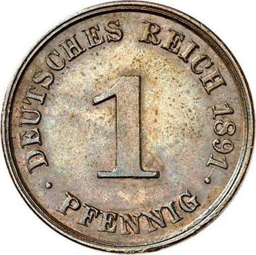 Аверс монеты - 1 пфенниг 1891 года J "Тип 1890-1916" - цена  монеты - Германия, Германская Империя