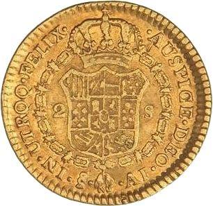 Reverso 2 escudos 1801 So AJ - valor de la moneda de oro - Chile, Carlos IV
