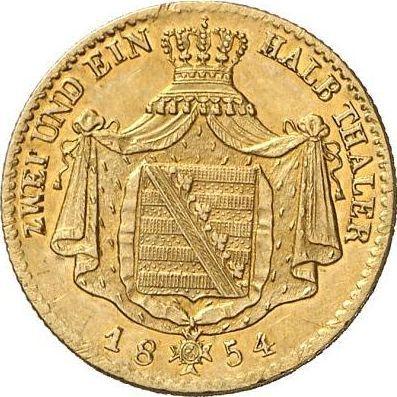 Reverso 2 1/2 táleros 1854 F - valor de la moneda de oro - Sajonia, Federico Augusto II