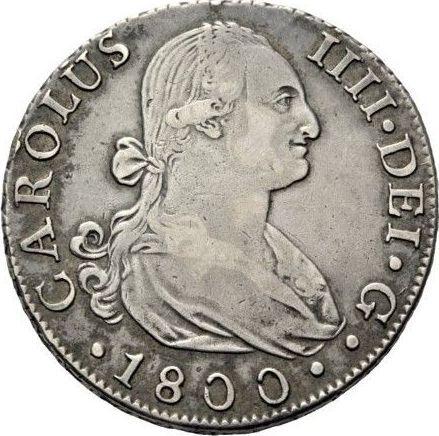 Аверс монеты - 8 реалов 1800 года S CN - цена серебряной монеты - Испания, Карл IV