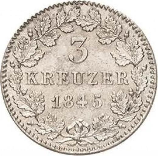 Реверс монеты - 3 крейцера 1845 года - цена серебряной монеты - Бавария, Людвиг I