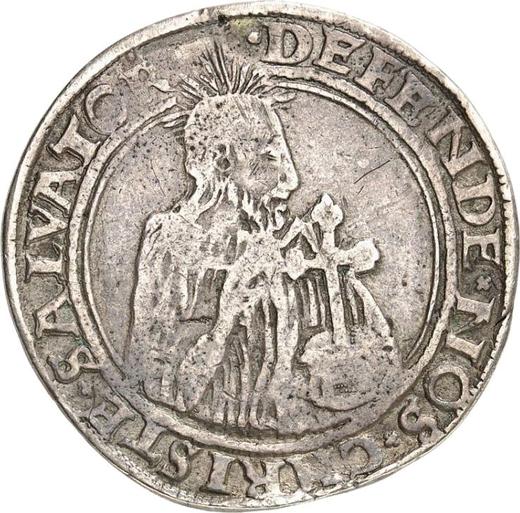 Аверс монеты - Полталера 1577 года "Осада Гданьска" - цена серебряной монеты - Польша, Стефан Баторий