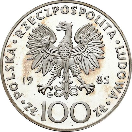Аверс монеты - 100 злотых 1985 года CHI "Иоанн Павел II" - цена серебряной монеты - Польша, Народная Республика