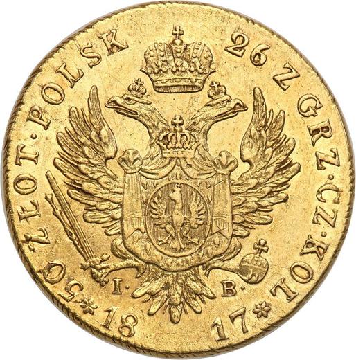 Rewers monety - 50 złotych 1817 IB "Duża głowa" - cena złotej monety - Polska, Królestwo Kongresowe