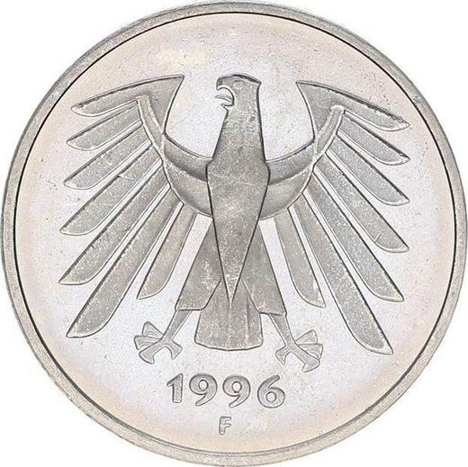 Reverso 5 marcos 1996 F - valor de la moneda  - Alemania, RFA