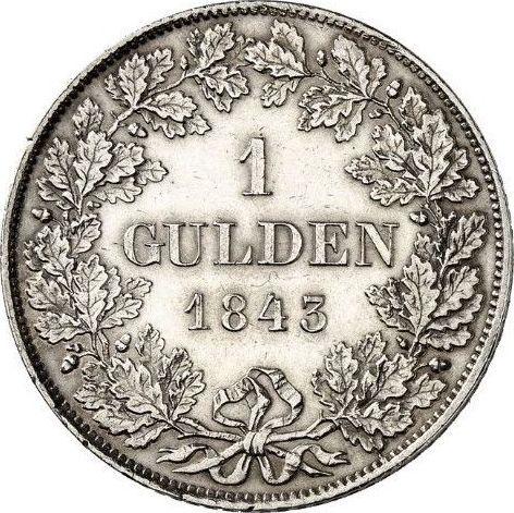 Rewers monety - 1 gulden 1843 - cena srebrnej monety - Hesja-Darmstadt, Ludwik II