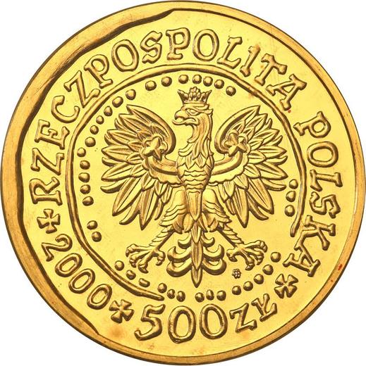 Anverso 500 eslotis 2000 MW NR "Pigargo europeo" - valor de la moneda de oro - Polonia, República moderna