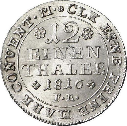 Rewers monety - 1/12 Thaler 1816 FR - cena srebrnej monety - Brunszwik-Wolfenbüttel, Karol II