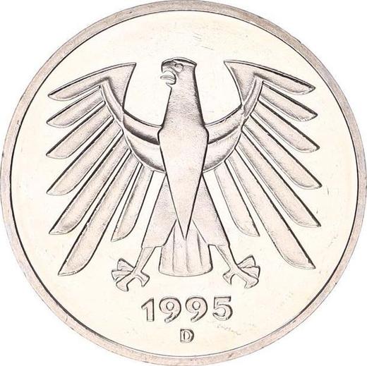 Reverso 5 marcos 1995 D - valor de la moneda  - Alemania, RFA