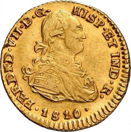 Аверс монеты - 1 эскудо 1810 года P JF - цена золотой монеты - Колумбия, Фердинанд VII