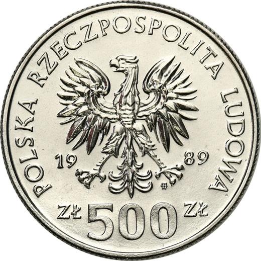 Anverso Pruebas 500 eslotis 1989 MW SW "50 aniversario de la invasión de Polonia" Níquel - valor de la moneda  - Polonia, República Popular