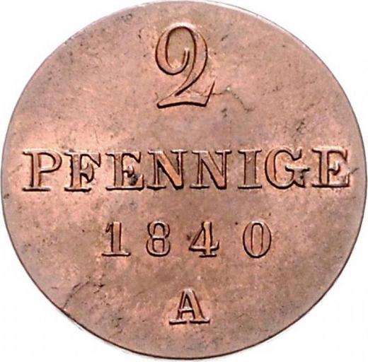 Reverso 2 Pfennige 1840 A - valor de la moneda  - Hannover, Ernesto Augusto 