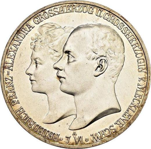 Awers monety - 5 marek 1904 A "Meklemburgii-Schwerin" Ślub - cena srebrnej monety - Niemcy, Cesarstwo Niemieckie