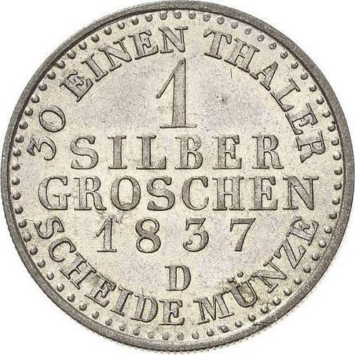 Reverso 1 Silber Groschen 1837 D - valor de la moneda de plata - Prusia, Federico Guillermo III