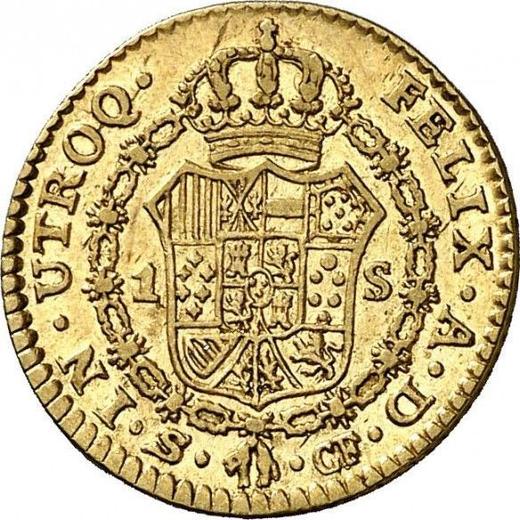Реверс монеты - 1 эскудо 1779 года S CF - цена золотой монеты - Испания, Карл III