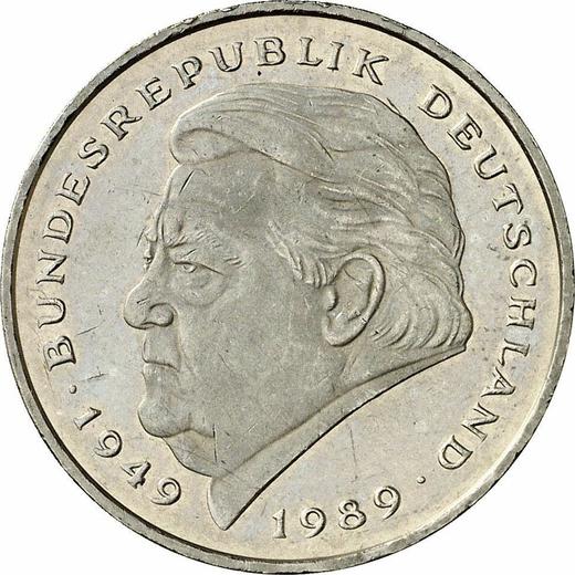 Awers monety - 2 marki 1992 J "Franz Josef Strauss" - cena  monety - Niemcy, RFN