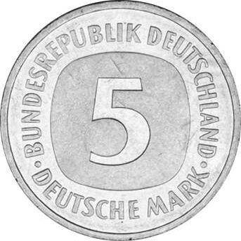 Anverso 5 marcos 1977 G - valor de la moneda  - Alemania, RFA