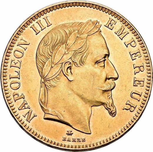 Аверс монеты - 100 франков 1866 года A "Тип 1862-1870" Париж - цена золотой монеты - Франция, Наполеон III