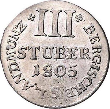 Rewers monety - 3 stuber 1805 S - cena srebrnej monety - Berg, Maksymilian I Józef