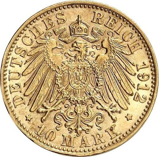 Reverso 10 marcos 1912 G "Baden" - valor de la moneda de oro - Alemania, Imperio alemán