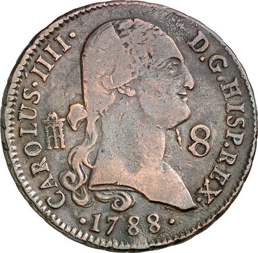 Аверс монеты - 8 мараведи 1788 года - цена  монеты - Испания, Карл IV