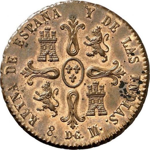 Реверс монеты - 8 мараведи 1835 года DG "Номинал на реверсе" - цена  монеты - Испания, Изабелла II