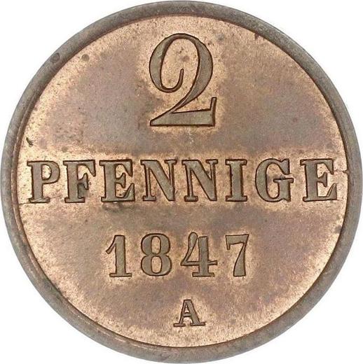 Реверс монеты - 2 пфеннига 1847 года A - цена  монеты - Ганновер, Эрнст Август