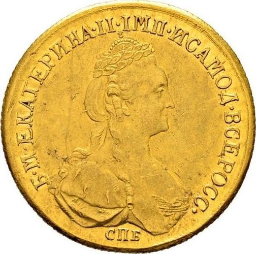 Anverso 10 rublos 1783 СПБ Reacuñación - valor de la moneda de oro - Rusia, Catalina II