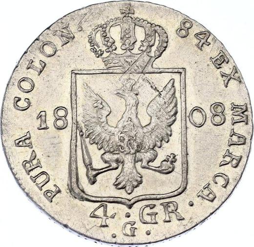 Реверс монеты - 4 гроша 1808 года G "Силезия" - цена серебряной монеты - Пруссия, Фридрих Вильгельм III