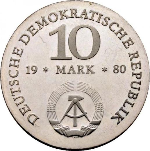 Rewers monety - 10 marek 1980 "Scharnhorst" - cena srebrnej monety - Niemcy, NRD