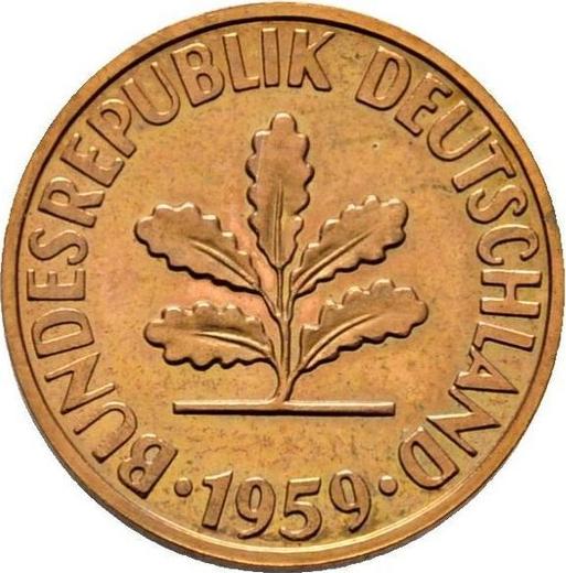 Реверс монеты - 2 пфеннига 1959 года D - цена  монеты - Германия, ФРГ
