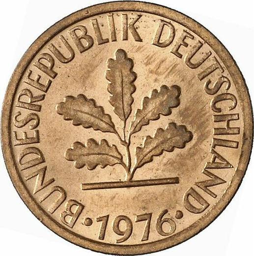 Реверс монеты - 1 пфенниг 1976 года F - цена  монеты - Германия, ФРГ