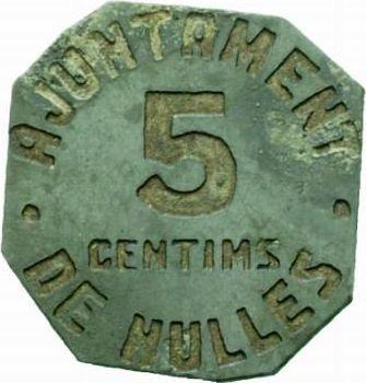 Anverso 5 Céntimos Sin fecha (1936-1939) "Nulles" - valor de la moneda  - España, II República