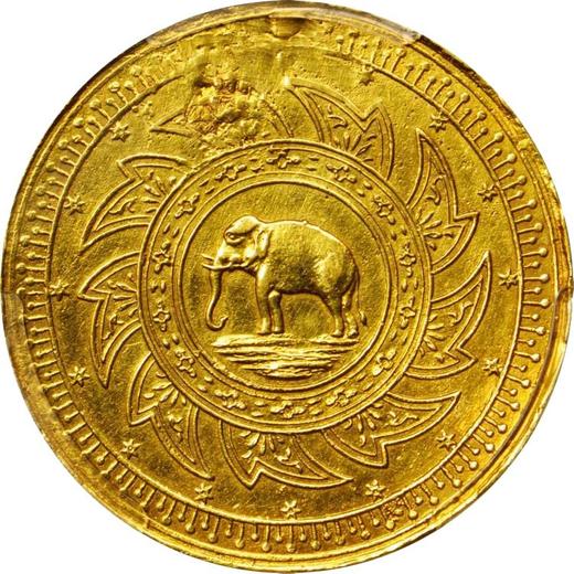 Rewers monety - 2 baty 1864 - cena złotej monety - Tajlandia, Rama IV