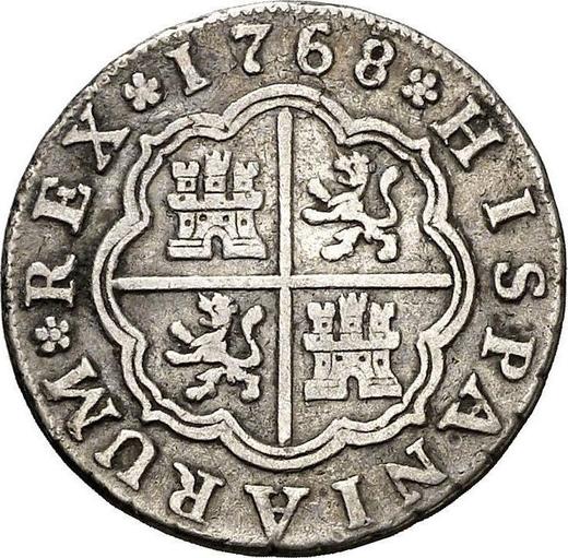 Rewers monety - 1 real 1768 M PJ - cena srebrnej monety - Hiszpania, Karol III