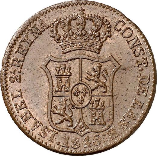 Аверс монеты - 3 куарто 1845 года "Каталония" - цена  монеты - Испания, Изабелла II