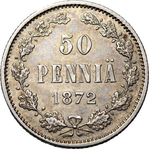 Реверс монеты - 50 пенни 1872 года S - цена серебряной монеты - Финляндия, Великое княжество