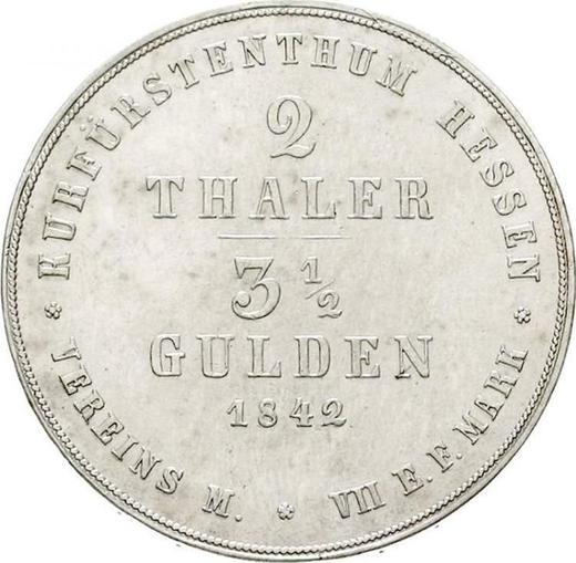 Реверс монеты - 2 талера 1842 года - цена серебряной монеты - Гессен-Кассель, Вильгельм II
