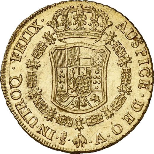 Reverso 8 escudos 1772 So A "Tipo 1764-1772" - valor de la moneda de oro - Chile, Carlos III