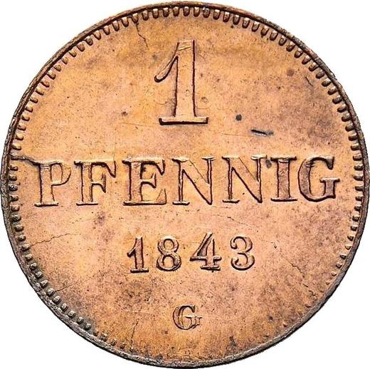 Реверс монеты - 1 пфенниг 1843 года G - цена  монеты - Саксония-Альбертина, Фридрих Август II