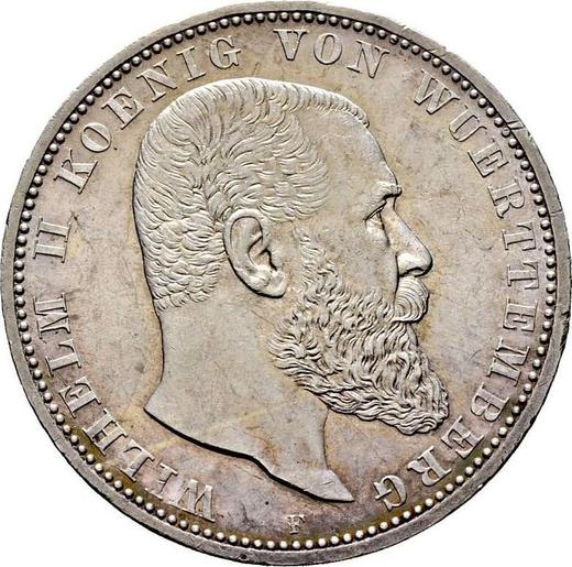 Anverso 5 marcos 1903 F "Würtenberg" - valor de la moneda de plata - Alemania, Imperio alemán