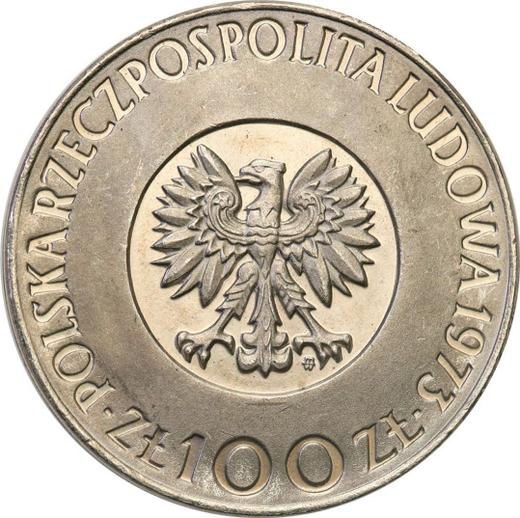 Rewers monety - PRÓBA 100 złotych 1973 MW "Mikołaj Kopernik" Nikiel - cena  monety - Polska, PRL